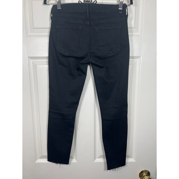 Mother Denim Womens 25 The Looker Skinny Leg Ankle Fray Guilty as Sin Black Jean - Picture 3 of 11